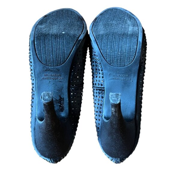 Rampage Black Studded Satin Peep-Toe Platform Heels Womens Size 8 Elegant Party - Picture 5 of 6